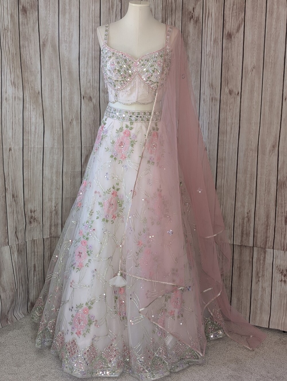 ✨ Stunning Pastel Pink Hand-Embellished Lehenga Set ✨